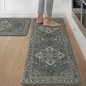 GENIMO Anti Fatigue Kitchen Mats for Floor 2PCS, Standing Rugs,PineGreen