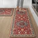 GENIMO Christmas Kitchen Mats for Floor, Anti Fatigue Mats 2PCS,New Red