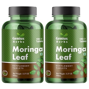 moringa leaf tablets 500mg  herbal superfood supplement  180 tablets x pack of 2  natural green superfood for energy immunity amp nutrition support  uncoated tablets  vegan non-gmo
