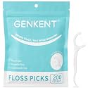 GENKENT Floss Picks, 200 Count Dental Floss Sticks, Tooth Picks Flossers, Teeth Cleaning Tools with Toothpicks