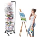 GENMOUS Art Drying Rack, Metal Painting Drying Rack with 30 Removable Shelves, Art Storage Rack with Lockable Wheels for Art Studio Classroom School, 47.2 × 10.8 × 12 Inches