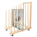 GENMOUS Art Storage Rack with Caster Wheels, Art Drying Rack Wood Storage Stand for Canvas Storage Paint Drying Rack,Drawing Board Stands for Printed Matter,Crafts Drying,Art Studio,Classrooms Easel