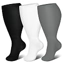Genovega 3 Packs Wide Calf Compression Socks for Women Men Knee Hight S/M-4XL for Gifts