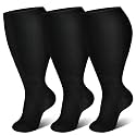 Genovega 3 Packs Wide Calf Compression Socks for Women Men Knee Hight S/M-4XL for Gifts