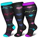 Genovega 3 Packs Wide Calf Compression Socks for Women Men Knee Hight S/M-4XL for Gifts