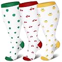 Genovega 3 Packs Wide Calf Compression Socks for Women Men Knee Hight S/M-4XL for Gifts