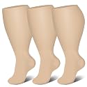 Genovega 3 Packs Wide Calf Compression Socks for Women Men Knee Hight S/M-4XL for Gifts