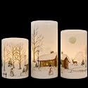 GenSwin Christmas Snowman Flameless Candles Battery Operated with Timer
