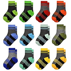 GENTABY Boys Crew Socks Novelty Plaid Kids