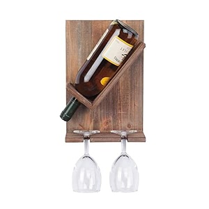 genuine decor 1 bottle and 2 wine rack glass stand wall mounted wine bottle and glass rack holder  natural teak polish wine bar cabinet for home