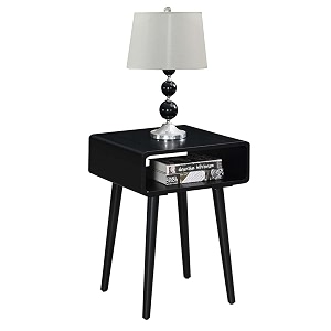 genuine decor bedside end table open shelf  sofa side table  bedroom table  tall end table  rosewood open shelf bedside black