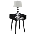 Genuine Decor Bedside end Table Open Shelf | Sofa Side Table | Bedroom Table | Tall End Table | Rosewood (Open Shelf Bedside Black)