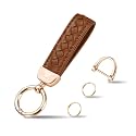 Genuine Leather Car Keychain - Universal Key Fob Holder for Women &amp; Men