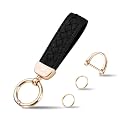 Genuine Leather Car Keychain - Universal Key Fob Holder for Women &amp; Men