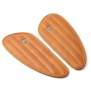genuine leather motorcycle tank knee padstank grip for scratch protection by trip machine company- classic stripes vintage tan