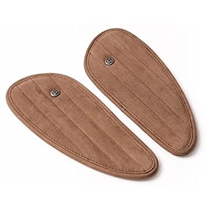 genuine leather motorcycle tank knee padstank grip for scratch protection by trip machine company- classic stripes mini tobacco brown