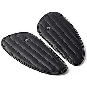 genuine leather motorcycle tank knee padstank grip for scratch protection by trip machine company - classic stripes black
