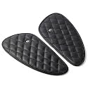 Genuine Leather Motorcycle Tank Knee Pads/Tank Grip for Scratch Protection by Trip Machine Company- Diamond, Black