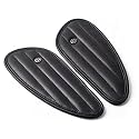 Genuine Leather Motorcycle Tank Knee Pads/Tank Grip for Scratch Protection by Trip Machine Company- Classic Stripes (Mini), Black
