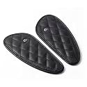Genuine Leather Motorcycle Tank Knee Pads/Tank Grip for Scratch Protection by Trip Machine Company- Diamond (Mini), Black