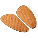 Genuine Leather Motorcycle Tank Knee Pads/Tank Grip for Scratch Protection by Trip Machine Company- Diamond, Vintage Tan