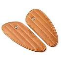 Genuine Leather Motorcycle Tank Knee Pads/Tank Grip for Scratch Protection by Trip Machine Company- Classic Stripes, Vintage Tan