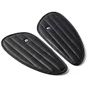 Genuine Leather Motorcycle Tank Knee Pads/Tank Grip for Scratch Protection by Trip Machine Company - Classic Stripes, Black