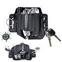 Genuine Leather Multitool Sheath, Fits 4" & 4.5" Multi-Tool Holster for Leatherman, Handmade EDC Belt Organizer, 4-Pocket Tool Pouch for Flashlight & Pen, Camping Carry (Black)