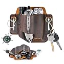 Genuine Leather Multitool Sheath, Fits 4" & 4.5" Multi-tool Holster for Leatherman, Handmade EDC Belt Organizer, 4-Pocket Tool Pouch for Flashlight & Pen, Camping Carry (Dark Brown)