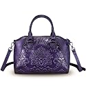 Genuine Leather Purses and Handbags for Women Vintage Embossed Leather Top Handle Bag Satchel Crossbody Shoulder Bag Strap