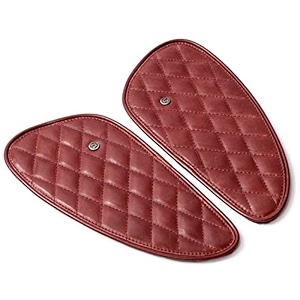 genuine suede leather motorcycle tank knee padstank grip for scratch protection by trip machine company- diamond cherry red
