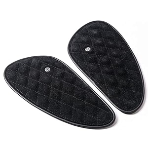 genuine leather motorcycle tank knee padstank grip for scratch protection by trip machine company - classic stripes black