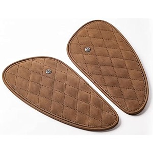 genuine suede leather motorcycle tank knee padstank grip for scratch protection by trip machine company- diamond tobacco brown