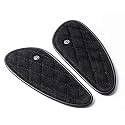 Genuine Leather Motorcycle Tank Knee Pads/Tank Grip for Scratch Protection by Trip Machine Company - Classic Stripes, Black