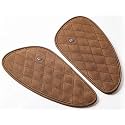 Genuine Suede Leather Motorcycle Tank Knee Pads/Tank Grip for Scratch Protection by Trip Machine Company- Diamond, Tobacco Brown