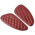 Genuine Suede Leather Motorcycle Tank Knee Pads/Tank Grip for Scratch Protection by Trip Machine Company- Diamond, Cherry Red