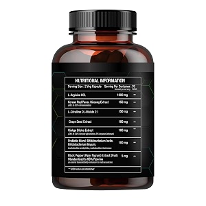 l arginine plus supplement 1600 mg l arginine korean red panax ginseng extract for pre-work out for vascularity endurance heavy training nitric oxide booster 120 capsules
