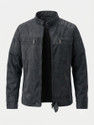 GENZARTICLES Men Self Design Leather Jacket