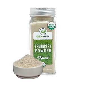 geo-fresh organic fenugreek powder 65g methi powderrich in anti-oxidants amp vitamins for healthy hair amp skin 100 organic non-gmo usda certified jaivik bharat certified