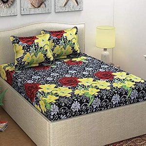 microfibre cotton 144 tc bedsheet blackyellow_standard
