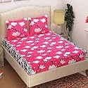 Microfibre Cotton 144 TC Bedsheet (Pink_Standard)