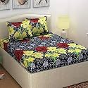Microfibre Cotton 144 TC Bedsheet (Blackyellow_Standard)