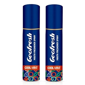 geofresh cool mint mouth freshener  eliminated bad breath in seconds  power of 150 sprays in a bottle  fights odour amp supports oral hygiene  alcohol-free  pocket friendly with invigorating freshness pack of 2 15g each