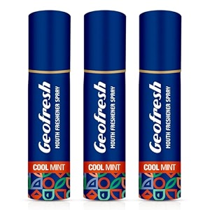 geofresh cool mint mouth freshener  eliminated bad breath in seconds  power of 150 sprays in a bottle  fights odour amp supports oral hygiene  alcohol-free  pocket friendly with invigorating freshness pack of 3 15g each