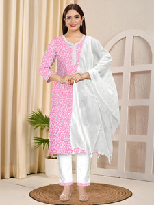 Geohub Women Kurti Palazzo Dupatta Set
