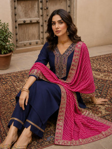 Geohub Women Kurti Palazzo Dupatta Set
