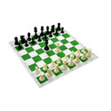 GeoKraft Roll- Up Vinyl Chess Board with Storage Bag & Extra Queens (18x18 Inches, Green) 3 cm Chess Board