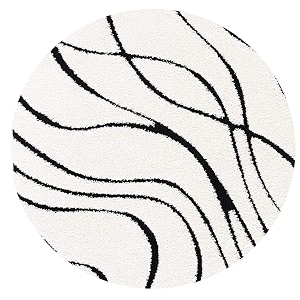 Geometric Wave Round Shaggy Carpet for Living