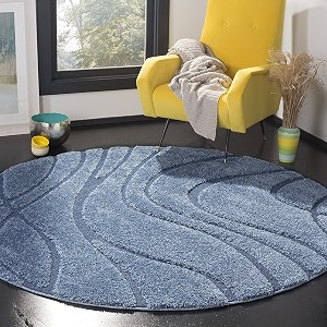 Geometric Wave Round Shaggy Carpet for Living