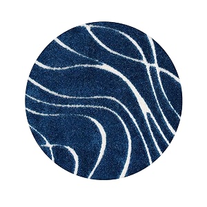 Geometric Wave Round Shaggy Carpet for Living